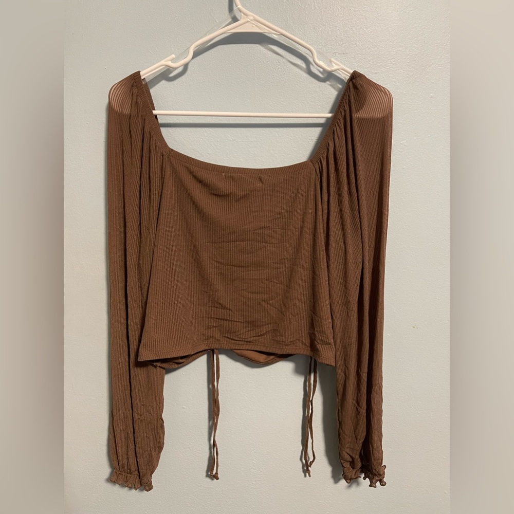 Brown mesh bra cup top